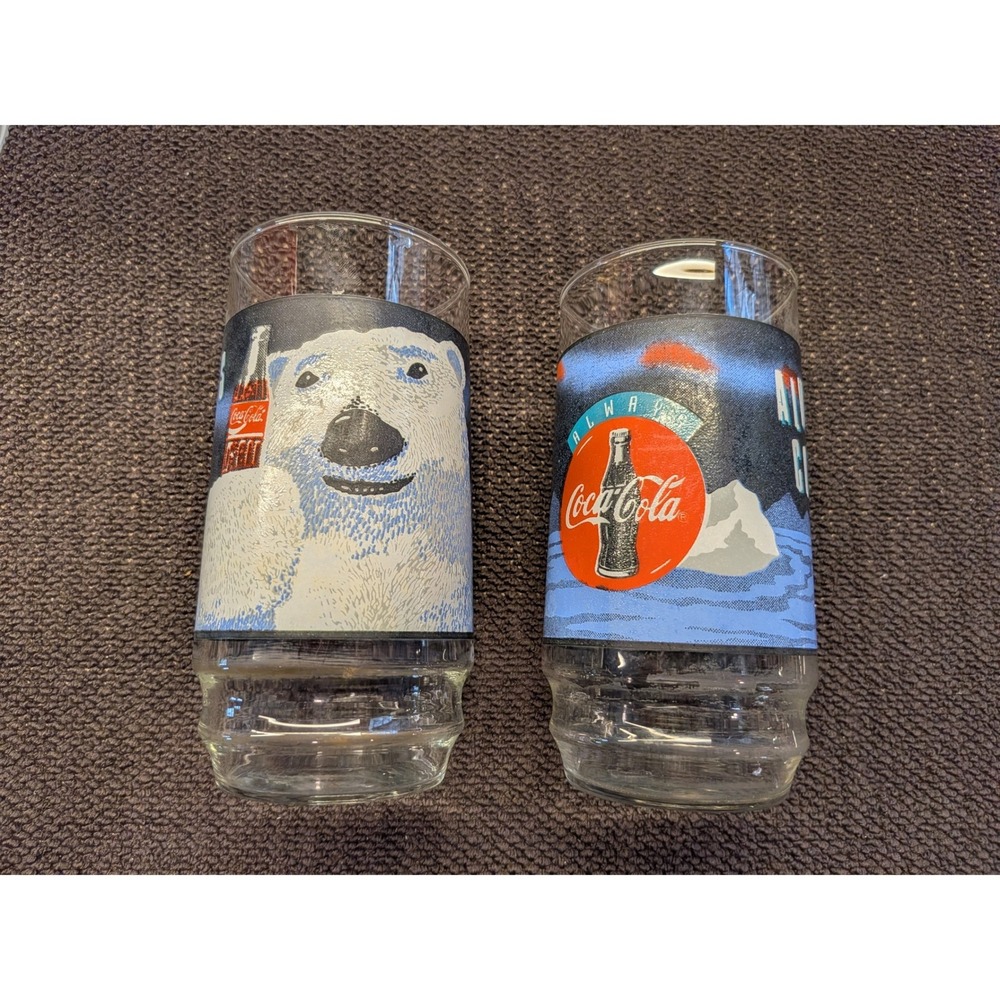 Vintage Coca-Cola Polar Bear Always Cool Glasses Set of Two